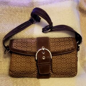 Coach Brown Shoulder Bag with Silver Buckle